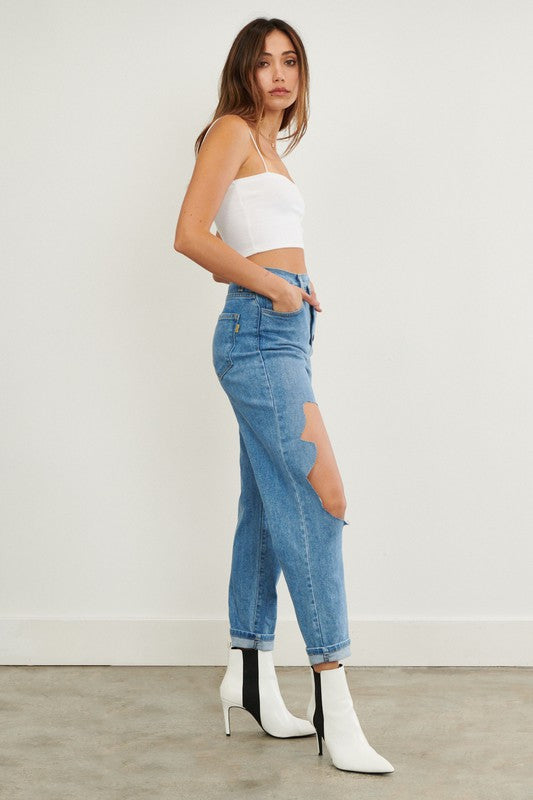milf, cut, jeans, mom jeans, denim, blue, asymmetrical, high waisted, made in the use, sustainable, cute, cuffed, roll up, distressed, ripped denim, sexy, cute, high, waisted, perfect, best gift for her, gift for sister, gift for daughter, gift for friend, cozy, warm, long, buttons, pockets, black friday deal, holiday gift, christmas gift, sale, fast shipping, cutest, hot, sexy, trendy, tiktok made me buy, amazon find, belt holes, straps, rip, hole